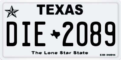 TX license plate DIE2089