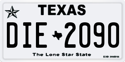 TX license plate DIE2090