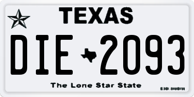 TX license plate DIE2093