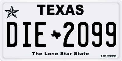 TX license plate DIE2099