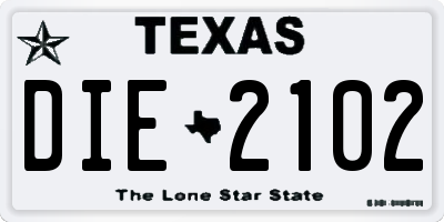 TX license plate DIE2102