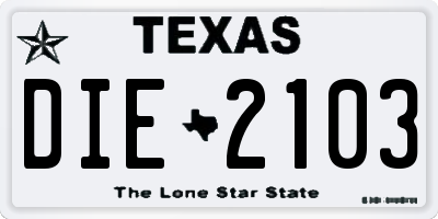 TX license plate DIE2103