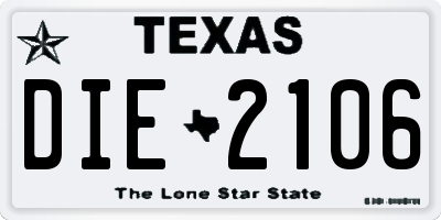 TX license plate DIE2106