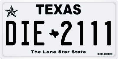TX license plate DIE2111