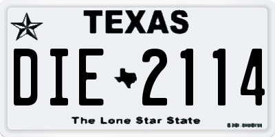 TX license plate DIE2114