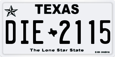 TX license plate DIE2115
