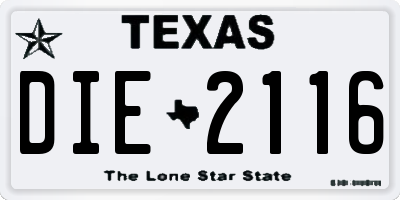 TX license plate DIE2116
