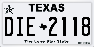 TX license plate DIE2118