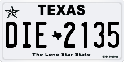 TX license plate DIE2135