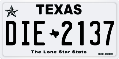 TX license plate DIE2137