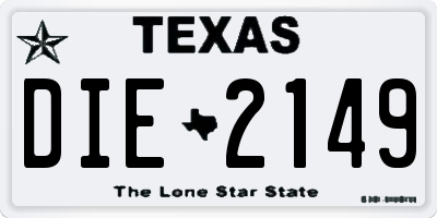 TX license plate DIE2149