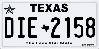 TX license plate DIE2158