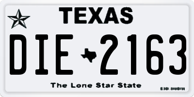 TX license plate DIE2163
