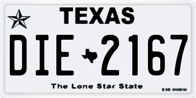 TX license plate DIE2167