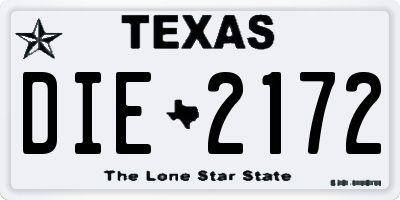 TX license plate DIE2172