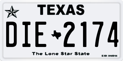 TX license plate DIE2174