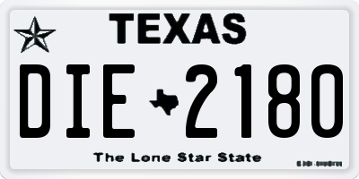 TX license plate DIE2180