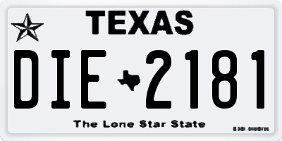 TX license plate DIE2181
