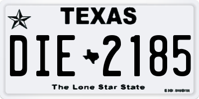 TX license plate DIE2185