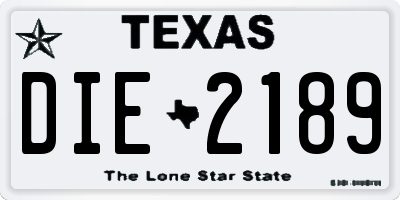 TX license plate DIE2189