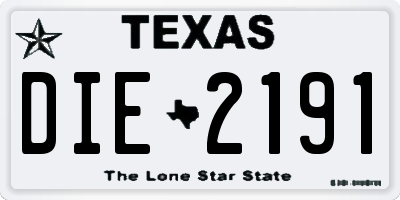 TX license plate DIE2191