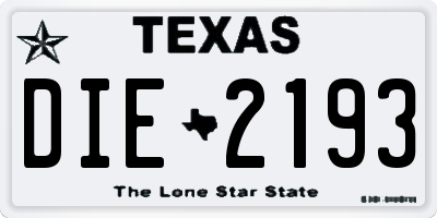 TX license plate DIE2193