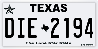 TX license plate DIE2194