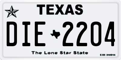 TX license plate DIE2204