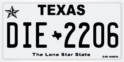 TX license plate DIE2206