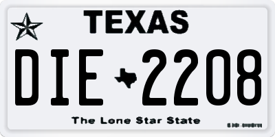 TX license plate DIE2208
