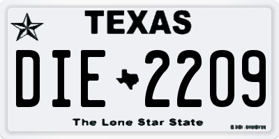 TX license plate DIE2209