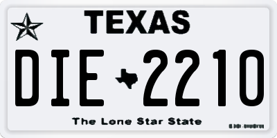 TX license plate DIE2210
