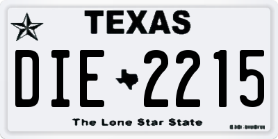 TX license plate DIE2215