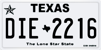 TX license plate DIE2216
