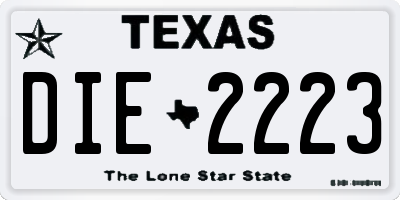 TX license plate DIE2223