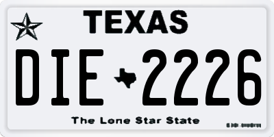 TX license plate DIE2226
