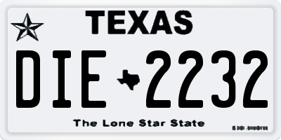 TX license plate DIE2232
