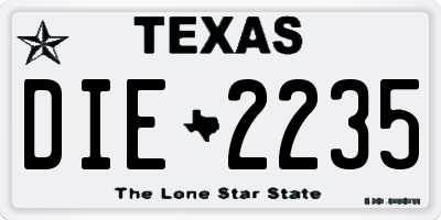 TX license plate DIE2235