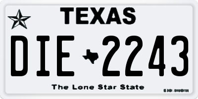 TX license plate DIE2243