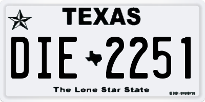 TX license plate DIE2251