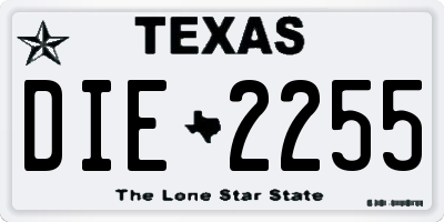 TX license plate DIE2255