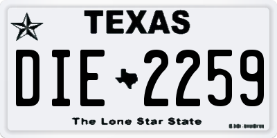 TX license plate DIE2259