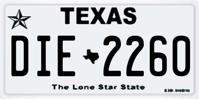 TX license plate DIE2260