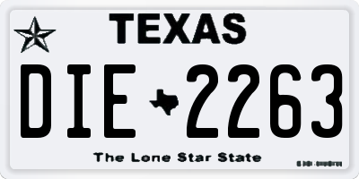 TX license plate DIE2263