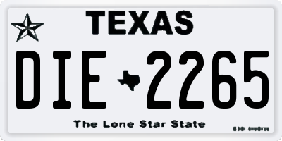 TX license plate DIE2265