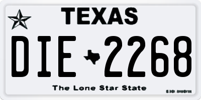 TX license plate DIE2268