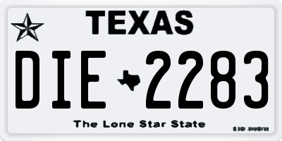 TX license plate DIE2283