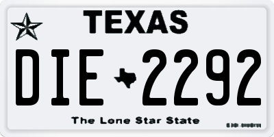 TX license plate DIE2292