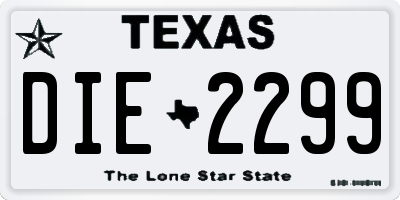 TX license plate DIE2299