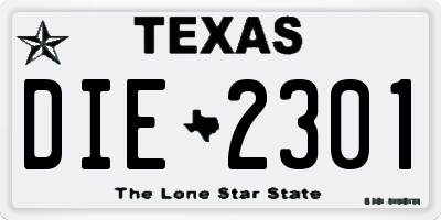 TX license plate DIE2301